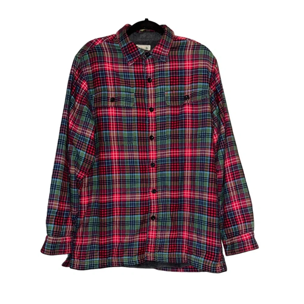 LL Bean Fleece Lined Flannel Mens Medium - Picture 1 of 9